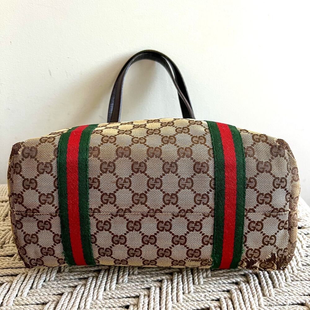 GUCCI GG Supreme Canvas and Leather Tote Bag - Picture 4 of 16